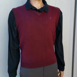 Giovanni Valentino Italy Mens Burgundy Vest Size Medium